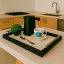 Ver imagem 6 de Bandeja Retangular Café da Manhã com Alça Inox 25x46cm Preto/marmorizado - Arkell