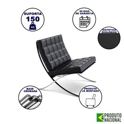 Poltrona Barcelona Courino Base Cromada Preto Cor Preto - 3