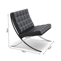 Poltrona Barcelona Courino Base Cromada Preto Cor Preto - 2