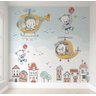 Papel de parede elefantinho infantil helicóptero M² PP110 - 1
