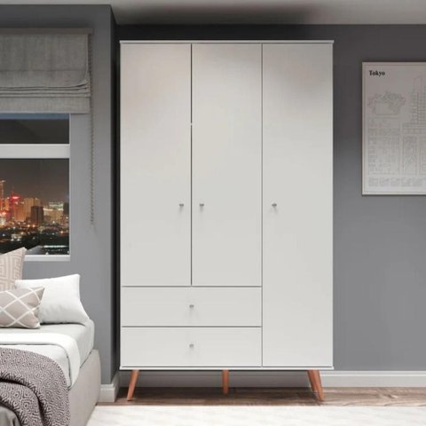 Roupeiro Solteiro 3 Portas Retro 9023 Branco - Soluzione Móveis