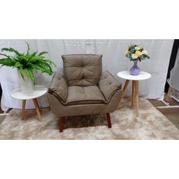 Kit com 03 Poltronas Opala Suede Cappuccino - Modena Decor - 2