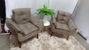 Ver imagem 1 de Kit com 03 Poltronas Opala Suede Cappuccino - Modena Decor