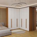 Ver imagem 2 de Guarda-Roupa Casal Modulado Genova 8 Portas 6 Gavetas Freijó/Branco - Panorama Móveis