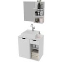 Ver imagem 1 de Kit Gabinete e Espelheira de Banheiro 60 Cm Cuba Romana Branco