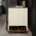 Ver imagem 2 de Sapateira para Hall de Entrada 2 Portas Pés de Madeira Flow Off White / Freijó EJ Móveis