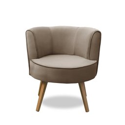 Kit 2 Poltronas Para Sala Decorativa Isa Suede Cappuccino Adonai Estofados - 4