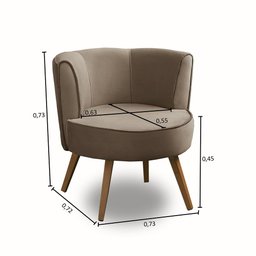 Kit 2 Poltronas Para Sala Decorativa Isa Suede Cappuccino Adonai Estofados - 3