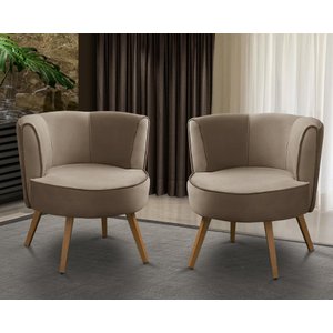 Kit 2 Poltronas Para Sala Decorativa Isa Suede Cappuccino Adonai Estofados