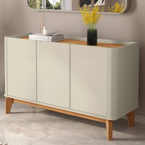 Buffet Aparador Flip 1.20 3 Portas Sala - 3 Cores:off White-cinamomo