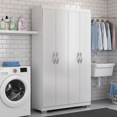 Armário Multiuso Ditália 4 Portas Dm-580 Cor:branco