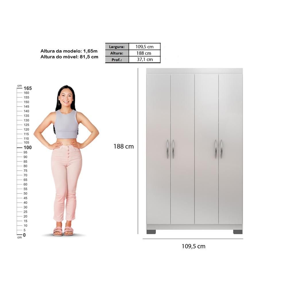 デラロミラノ　Mサイズ Armário Multiuso Ditália 4 Portas Dm-580 Cor:branco | MadeiraMadeira