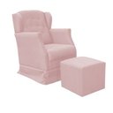Ver imagem 2 de Poltrona Amamentação Balanço Manu com Puff Veludo Rosa - Twdecora