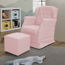 Ver imagem 1 de Poltrona Amamentação Balanço Manu com Puff Veludo Rosa - Twdecora