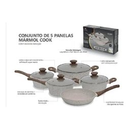 Conjunto 5 Panelas Marmol Indução Revestimento Cerâmica Mimo - 5