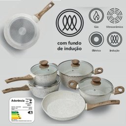 Conjunto 5 Panelas Marmol Indução Revestimento Cerâmica Mimo - 2