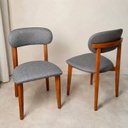 Ver imagem 1 de Combo 2 Cadeiras de Jantar Maya Estofada Linho Cinza-Escuro Design Moderno