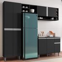 Ver imagem 4 de Cozinha Modulada 230cm Balcão E Armário Aéreo Preto Fosco