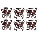 Ver imagem 1 de Kit 6 Jogos De Mesa Bistrô De Madeira Dobrável Com 3 Banquetas - Imbuia