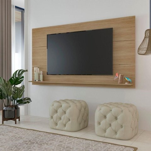 Painel para TV Slim 60 180cm MDP 15mm Carvalho com Suporte Artely