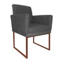 Ver imagem 1 de Poltrona Klara Suede Cinza Base Industrial Cobre - Vallisa Decor