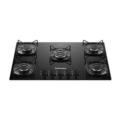 Cooktop 5 Bocas a Gás Continental Mesa de Vidro Preto com Acendimento Automático Kc5gr Bivolt