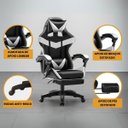 Ver imagem 3 de Cadeira Escritório Gamer Nitro Branco Ergonômica Couro Sintético Reclinável Altura Ajustável Luvinco