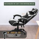 Ver imagem 4 de Cadeira Escritório Gamer Nitro Branco Ergonômica Couro Sintético Reclinável Altura Ajustável Luvinco
