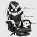 Ver imagem 2 de Cadeira Escritório Gamer Nitro Branco Ergonômica Couro Sintético Reclinável Altura Ajustável Luvinco