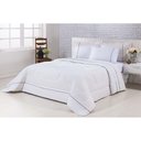 Ver imagem 1 de Kit Edredom 100% Algodão Percal 150 Fios Dupla Face Queen + Jogo de Cama 7 Peças - Palha-branco