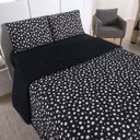 Ver imagem 2 de Kit Cobre Leito Poá Casal 100% Algodão Colcha 3 Peças Estampa Bolinhas Preto