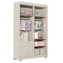 Ver imagem 5 de Cômoda com Porta e Guarda Roupa 4 Portas Infantil Zaki Areia Acetinado - Reller