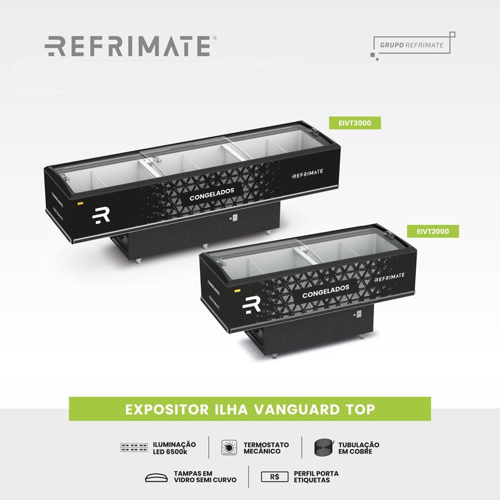 Expositor Ilha Vanguard Top de Congelados e Resfriados Vidro Semicurvo 2,00m Eivt 2000 - Refrimate - 3