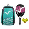 Kit com Raquete Beach Tennis Classic Full Carbon Rosa, 3 Bolas e 1 Mochila de Transporte Rosa VG Plu - 2