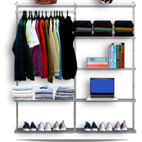 Estante Roupeiro Modulados Aramados Compacto Resistente 1,90m - Branco