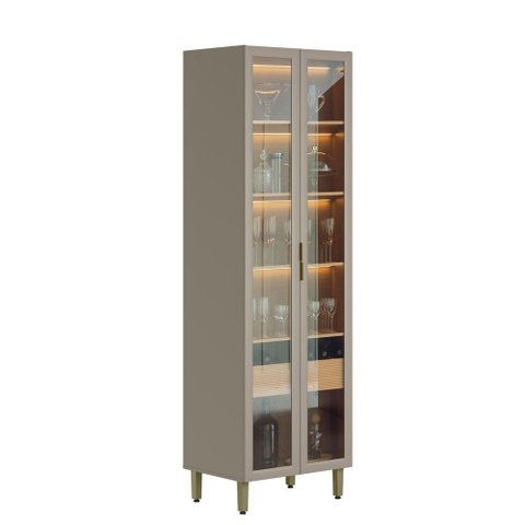 Cristaleira Arya 70cm 100% Mdf Jequitibá/gris Fosco - Sallar Home