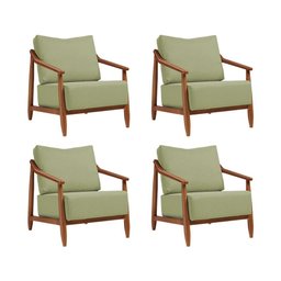Kit 4 Poltronas Decorativa Vita Estofada Boucle Verde Oliva - Mel - 1