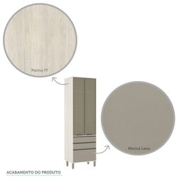 Paneleiro de Cozinha 70 Cm 2 Portas com Vidro Reflecta Bronze 3 Gavetas Linea Luciane Móveis - 6