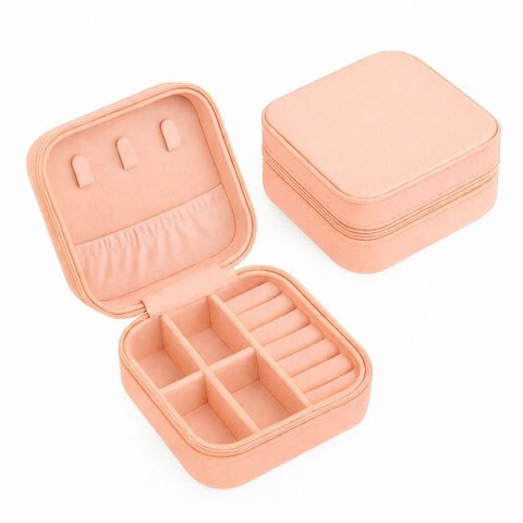 Mini Porta-jóias em Couro Sintético Salmão