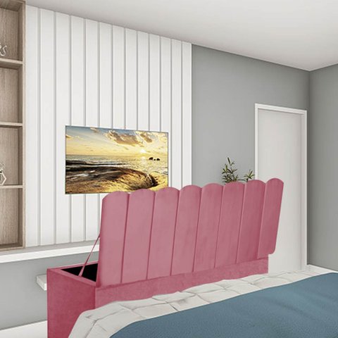 Calçadeira Baú Recamier Solteiro 100CM Alanis Suede Rosa - D A DECOR
