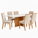 Ver imagem 2 de Conjunto Sala de Jantar Mesa Lana 160cm Tampo MDF Canto Reto 6 Cadeiras Tainá