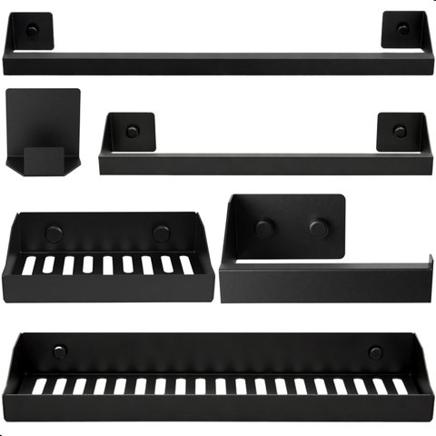 Kit Acessórios para Banheiro Preto 6 Peças Master Slim Df