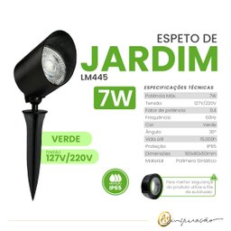 Espeto de Jardim Led 7w Luminatti Ip65 Verde Bivolt Externa Ip65 - 2