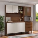 Ver imagem 3 de Armário de Cozinha Compacta 6 Portas e 3 Gavetas 182 Cm Megan Ripado Nogueira-off White - Pallazio