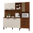 Ver imagem 1 de Armário de Cozinha Compacta 6 Portas e 3 Gavetas 182 Cm Megan Ripado Nogueira-off White - Pallazio