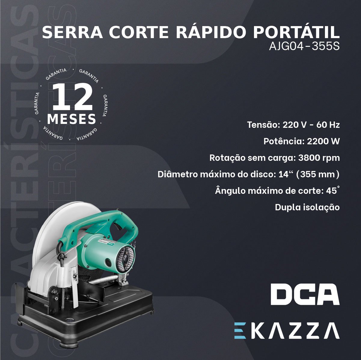 Serra Corte Rápido Portátil 14'' 2200w 220v Ajg04-355s - Dca - 3