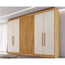 Ver imagem 1 de Guarda Roupa Casal Potente 6 Portas c/ 4 Ripados e 6 Gavetas Peroba/Off White - Europa