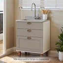 Ver imagem 1 de Balcão para Cozinha Modulada 60 Cm 2 Gavetas 1 Gavetão Mdf Cor:fendi com Branco