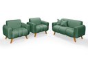 Ver imagem 1 de Conjunto Dallas Namoradeira com Duas Poltronas em Linho Pes em Madeira: Verde
