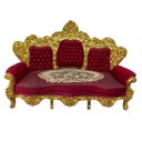 Ver imagem 3 de Jogo de Sofá Clássico com Par de Poltronas Vermelho com Dourado 160x226x100cm e 133x93x90cm